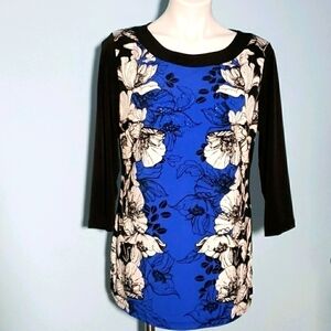 JM Collection Blue Floral Tunic size M